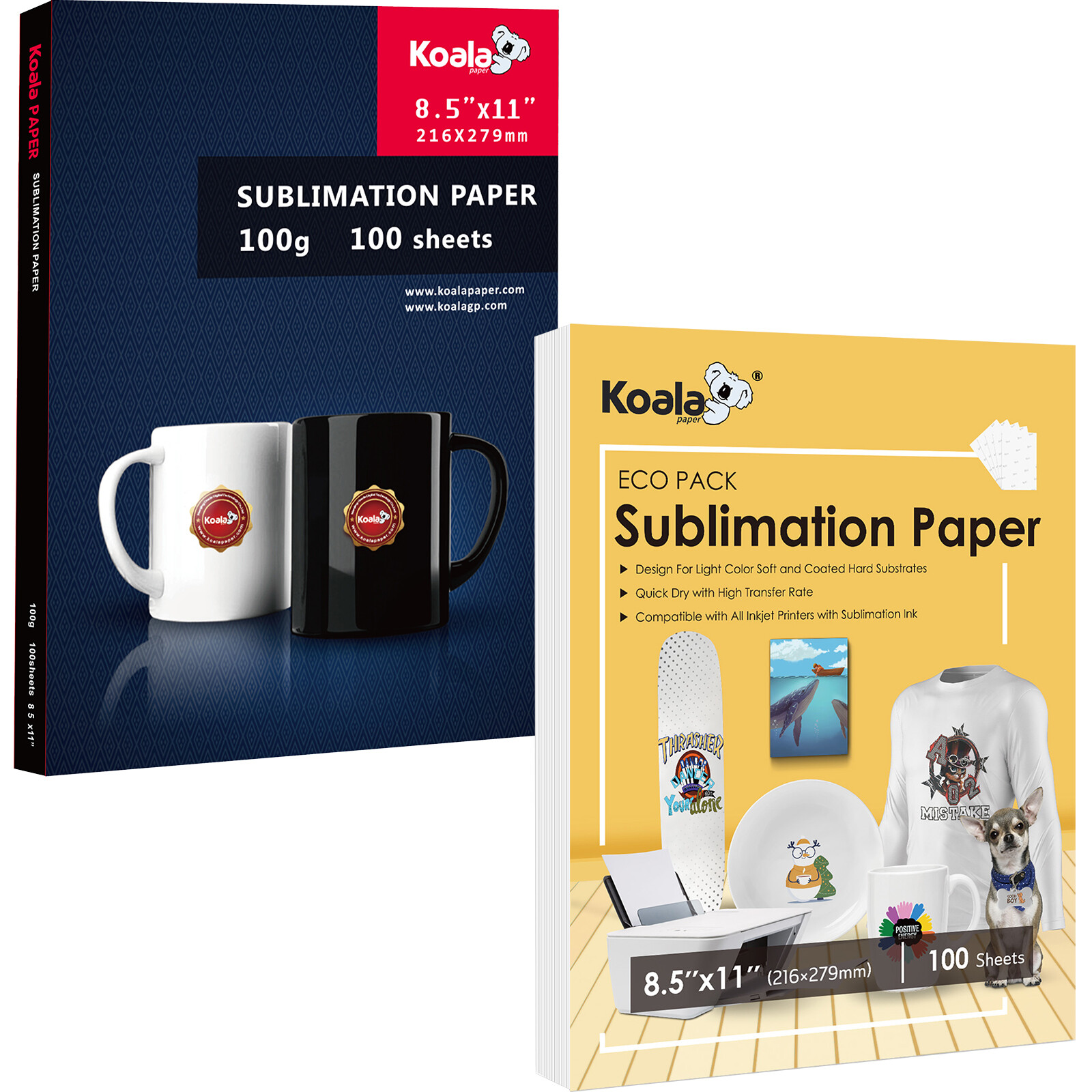 Koala Sublimation Paper 8.5×11 150 Sheets for Inkjet Printers Heat Transfer DIY