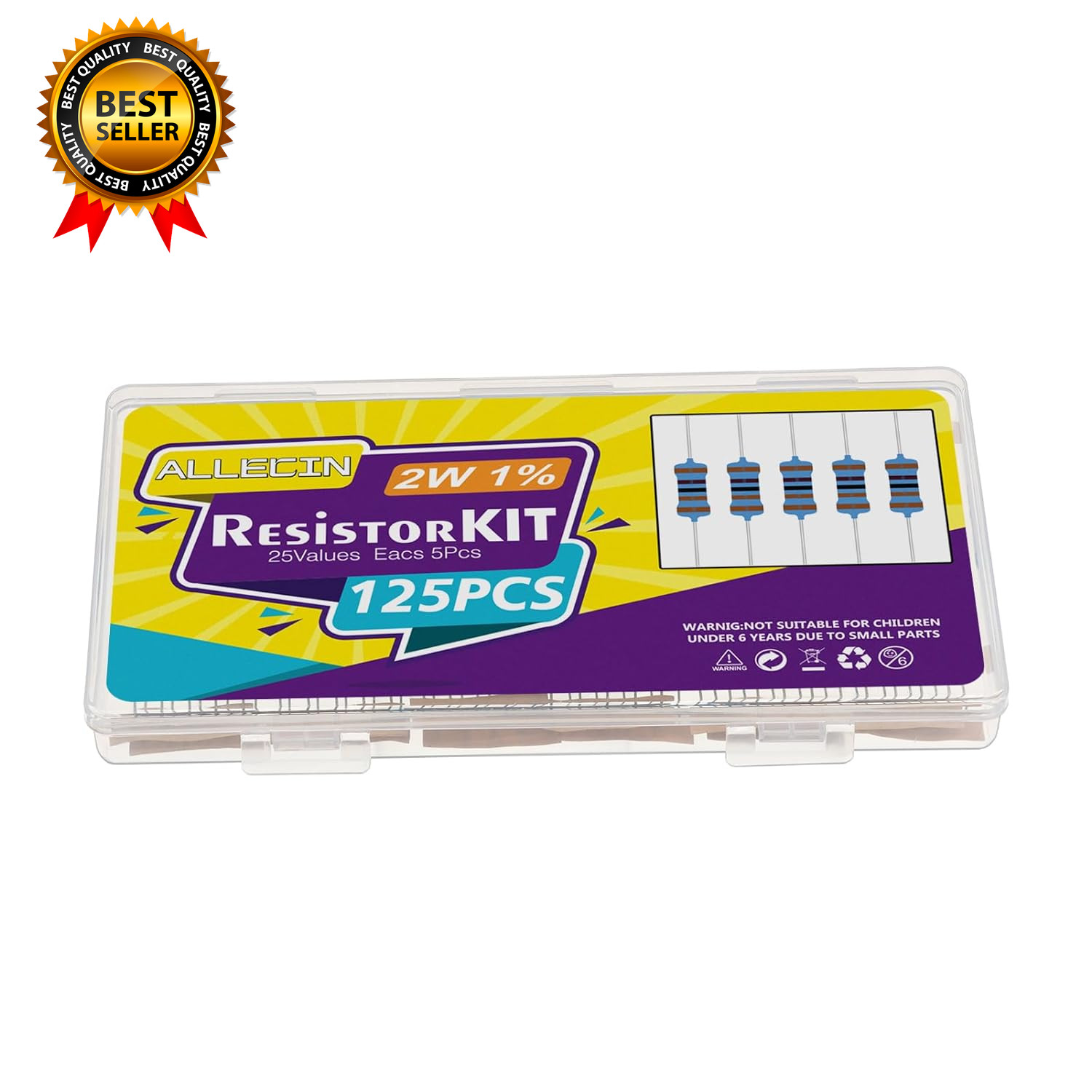 25 Values 2W Metal Film Resistor Kit from 1 Ohm to 1M Ohm 2 Watt 1% Resistors