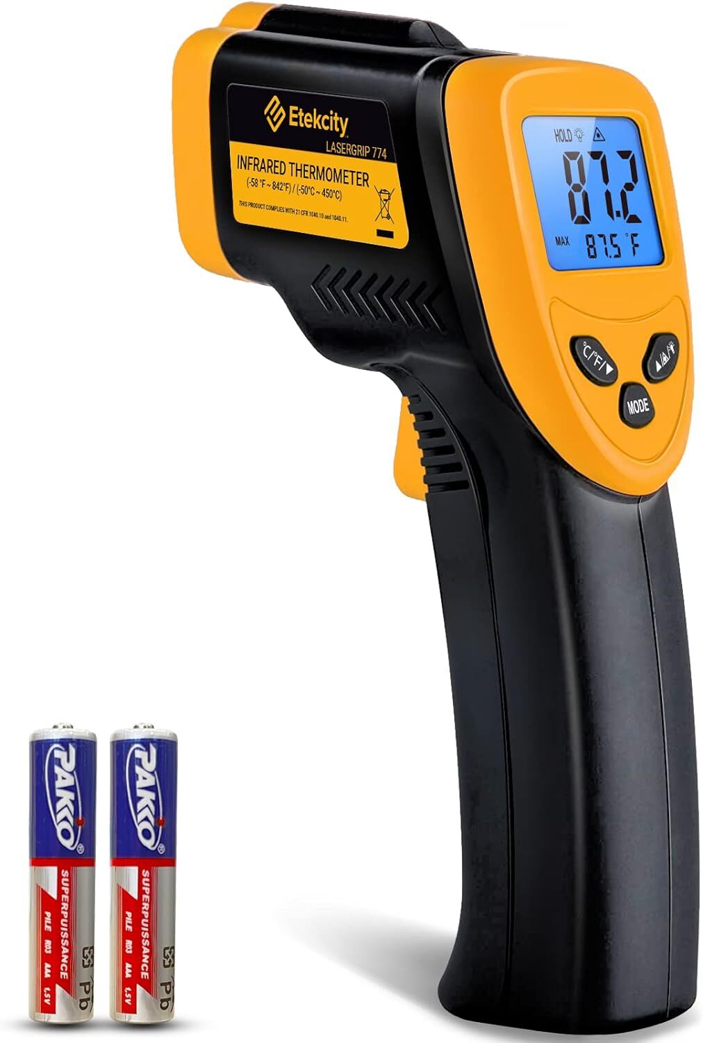 Etekcity Infrared Thermometer Laser Temperature Gun 774, Digital Black Yellow