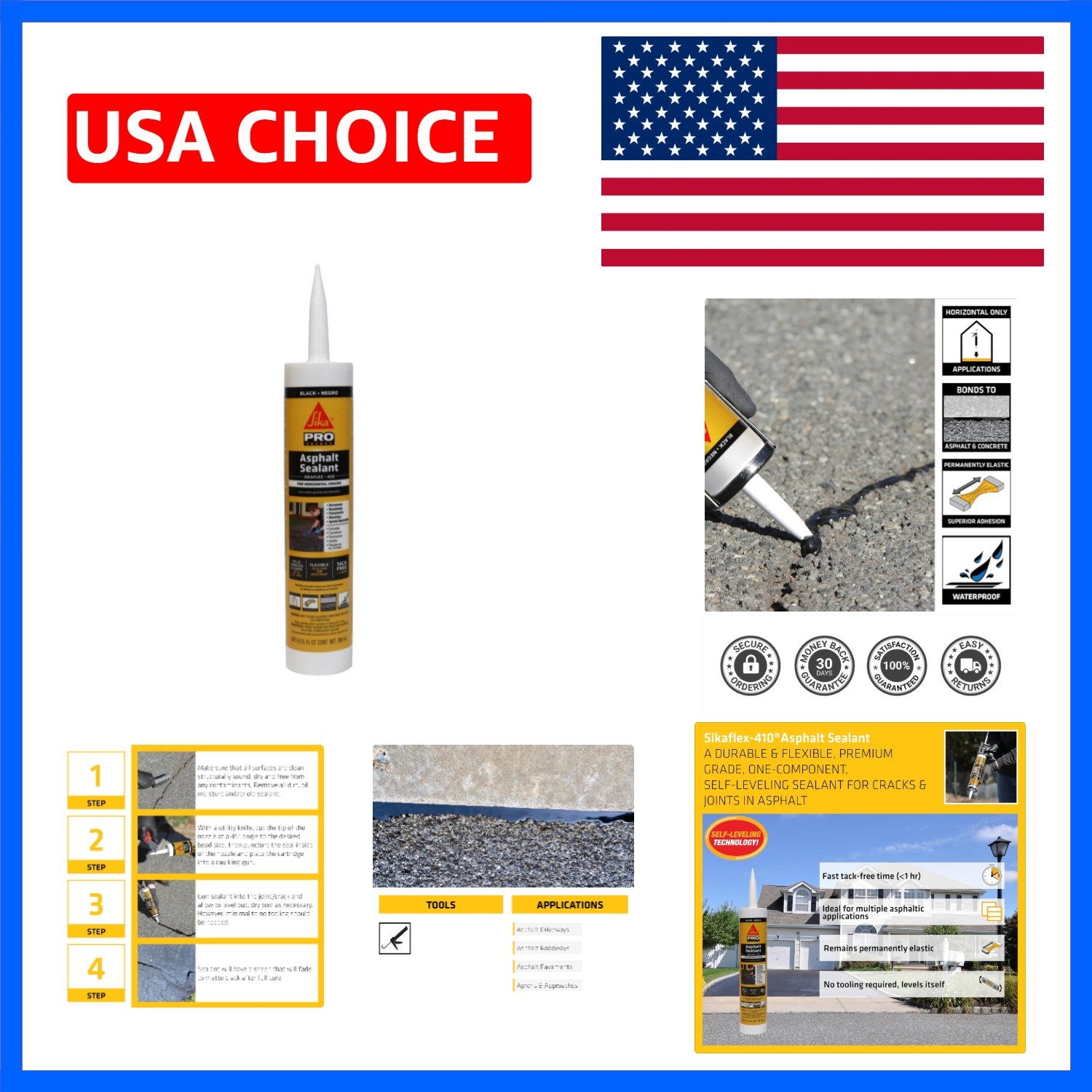 flex-410 Asphalt Sealant, Black, Self-Leveling Hybrid Sealant for Filling Cra…