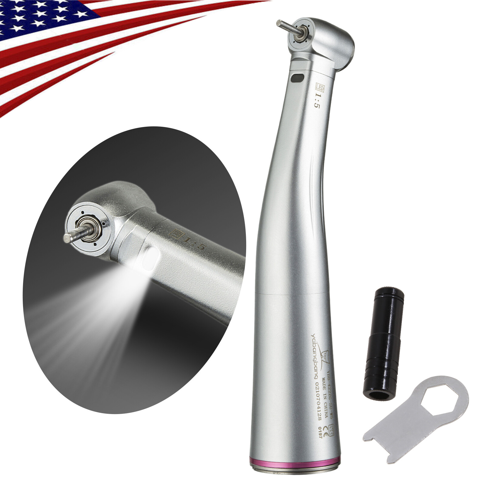 Dental 1:5 Increasing Contra Angle Handpiece /Low Speed Straight/Air Motor 2/4H