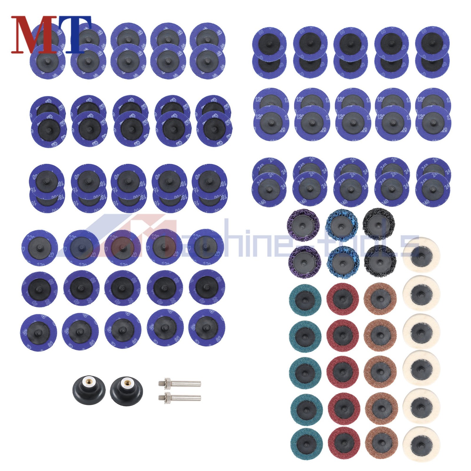 104 Pcs 2 Inch Die Grinder Sanding Discs Set 40-240 Grit with 1/4 Inch Holder