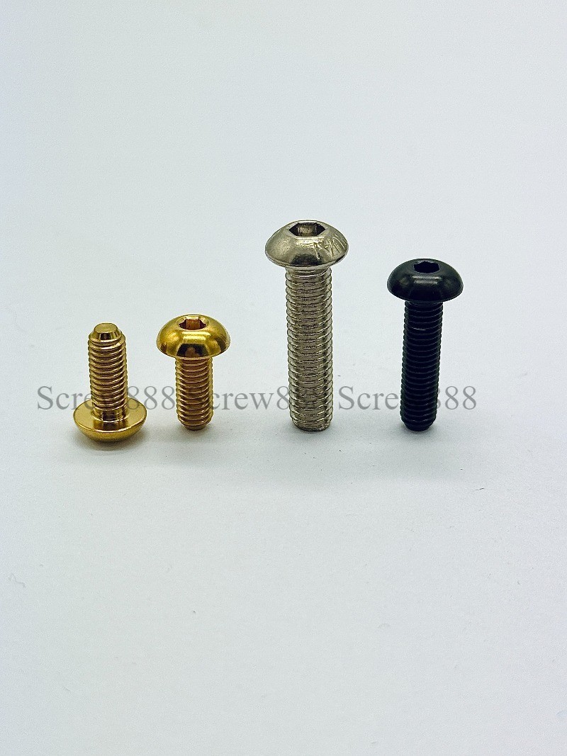 5pcs Titanium Bolt M6x12 16 20 25 30mm Button Head Hex Ti Gr5 Screws for Bicycle