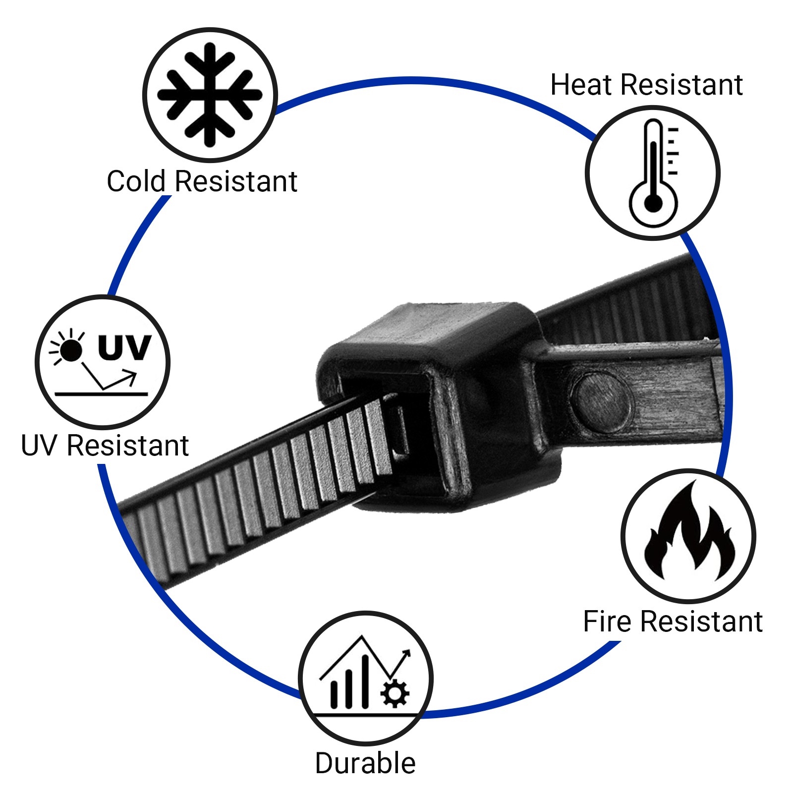 Zip Cable Ties Assorted Sizes 300(6”+8”+10”) Heavy duty Nylon Black UV Resistant