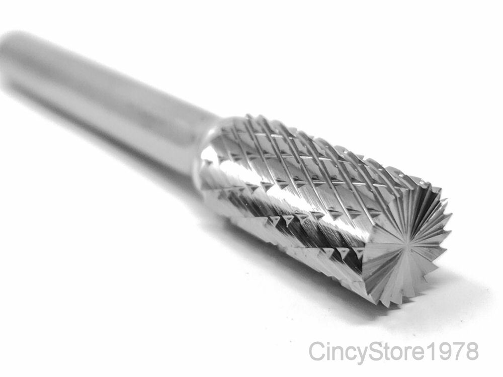 SB3D Cylindrical Cut Tungsten Carbide Burr Bur Cutting Tool Die Grinder Bit 1/4″