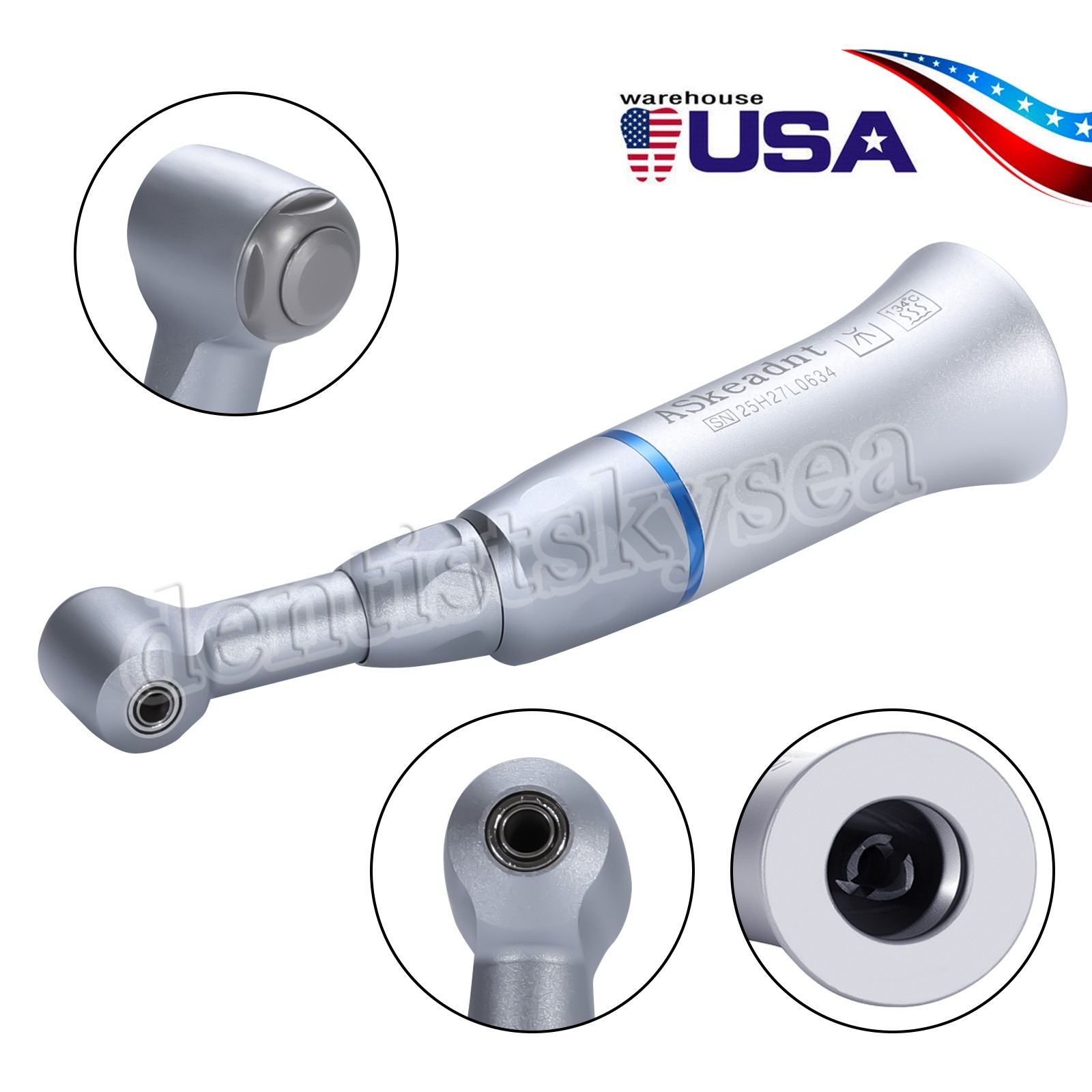 5Pcs USA Dental Slow Low Speed Handpiece Contra Angle Push Button YAD