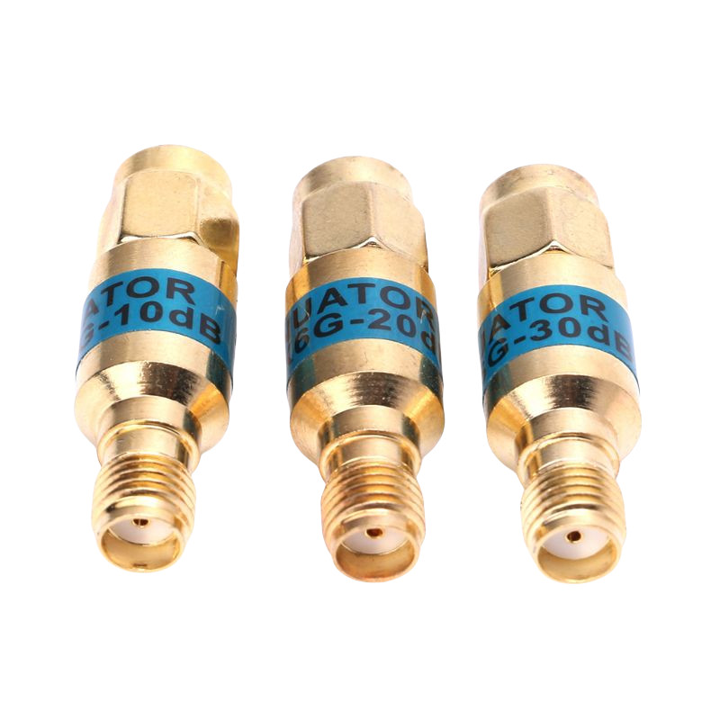 DC-6GHz 2W SMA Fixed Attenuator Brass Gold Attenuator 3db 6db 10db 15db20db 30db