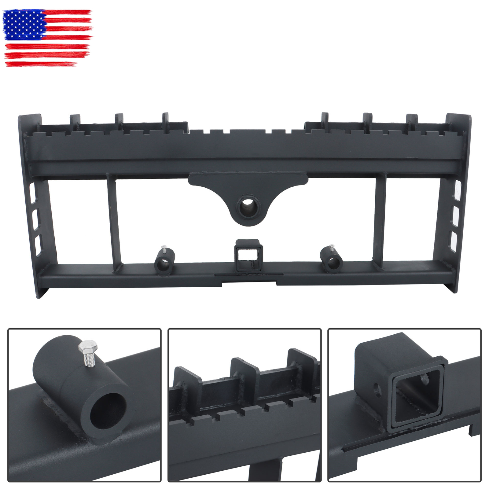 4000lb Heavy-Duty Pallet Fork Frame W Receiver Hitch & Spear Sleeves Skid Steer
