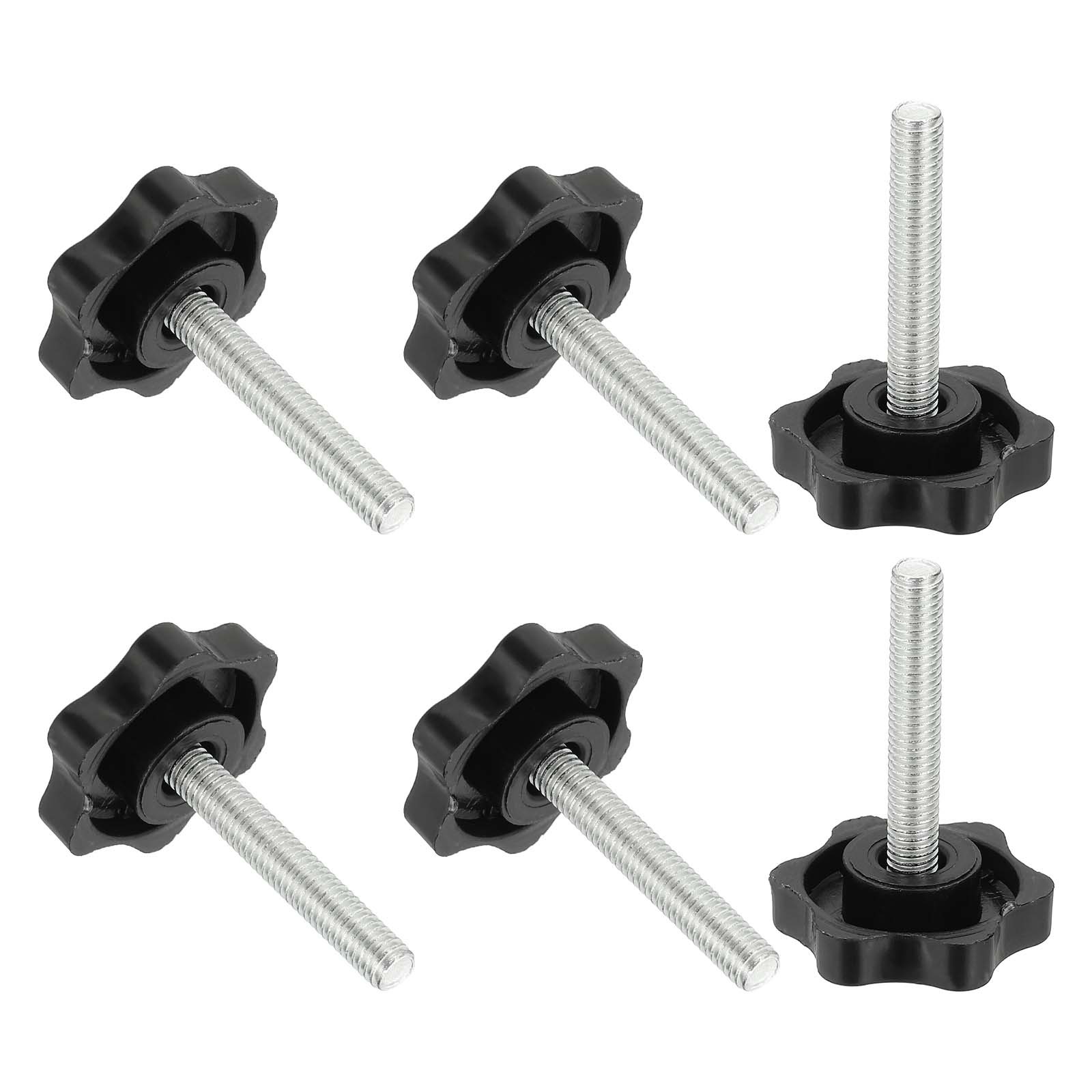 M6 x 34mm Thread Star Knobs 6Pcs Plastic Star Hand Tightening Screw Black