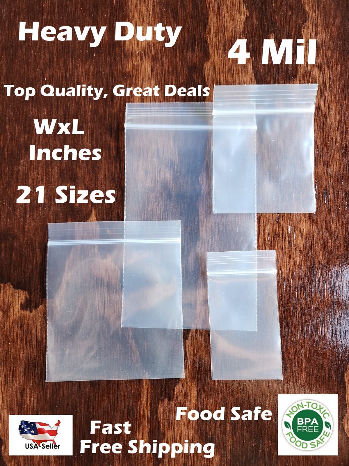 HEAVY DUTY 4 Mil Clear Zip Seal Bags Reclosable Top Lock Plastic Jewelry 4Mil