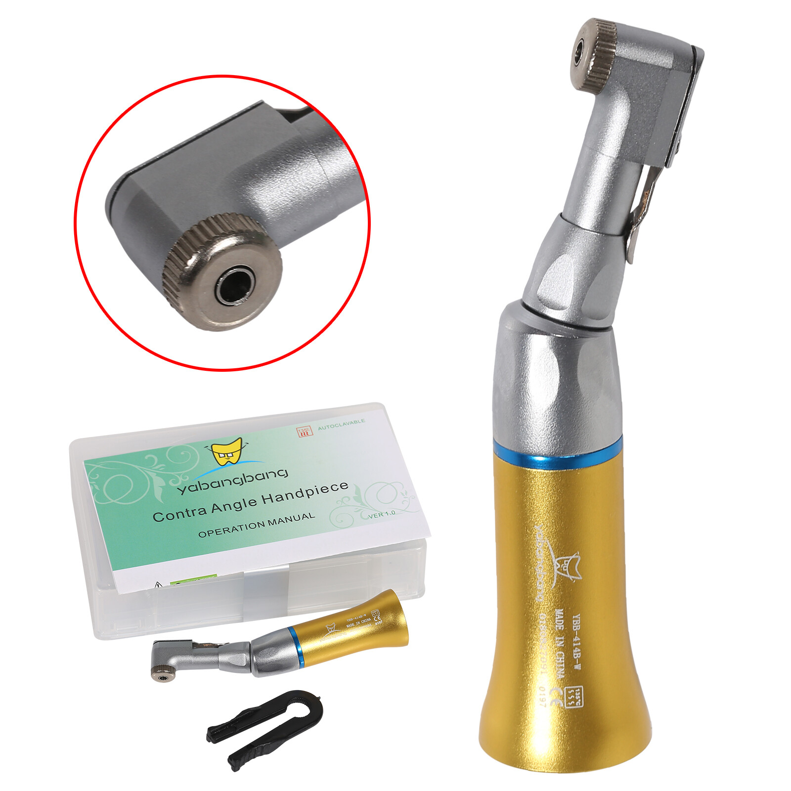 1-5Pcs Dental Latch Contra Angle Low Speed Handpiece fit NSK E-type Gold CH#A