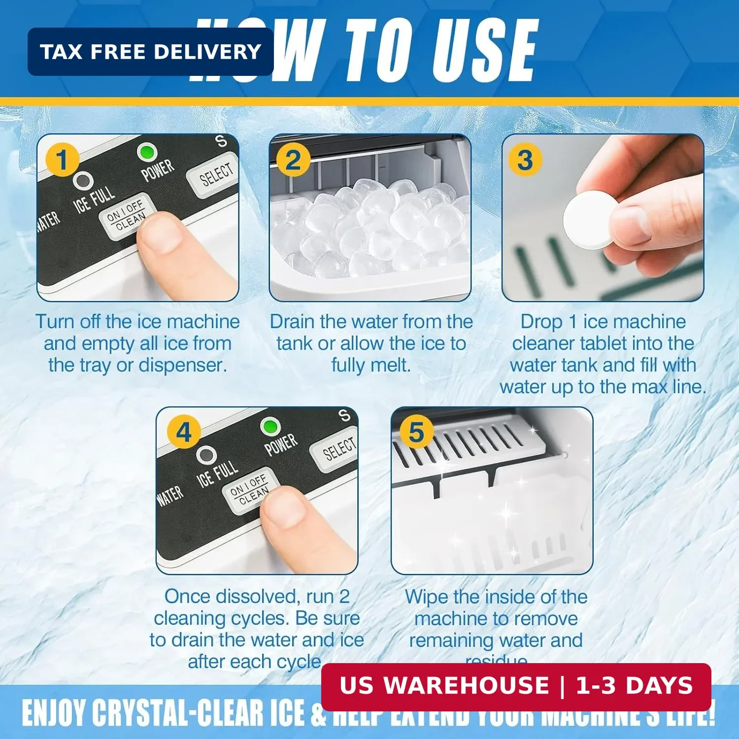 Ice Machine Cleaner Tablets, Countertop Ice Maker Cleaner, 36 Counts Descaler, N