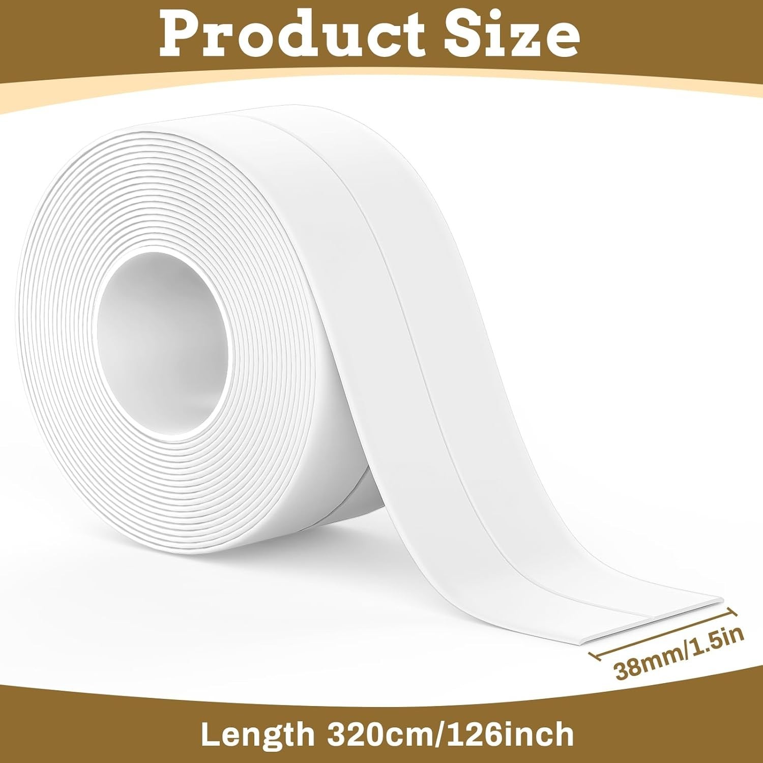 Caulk Tape Waterproof Self Adhesive, 3 Rolls White Caulking Sealant Strip for Ki