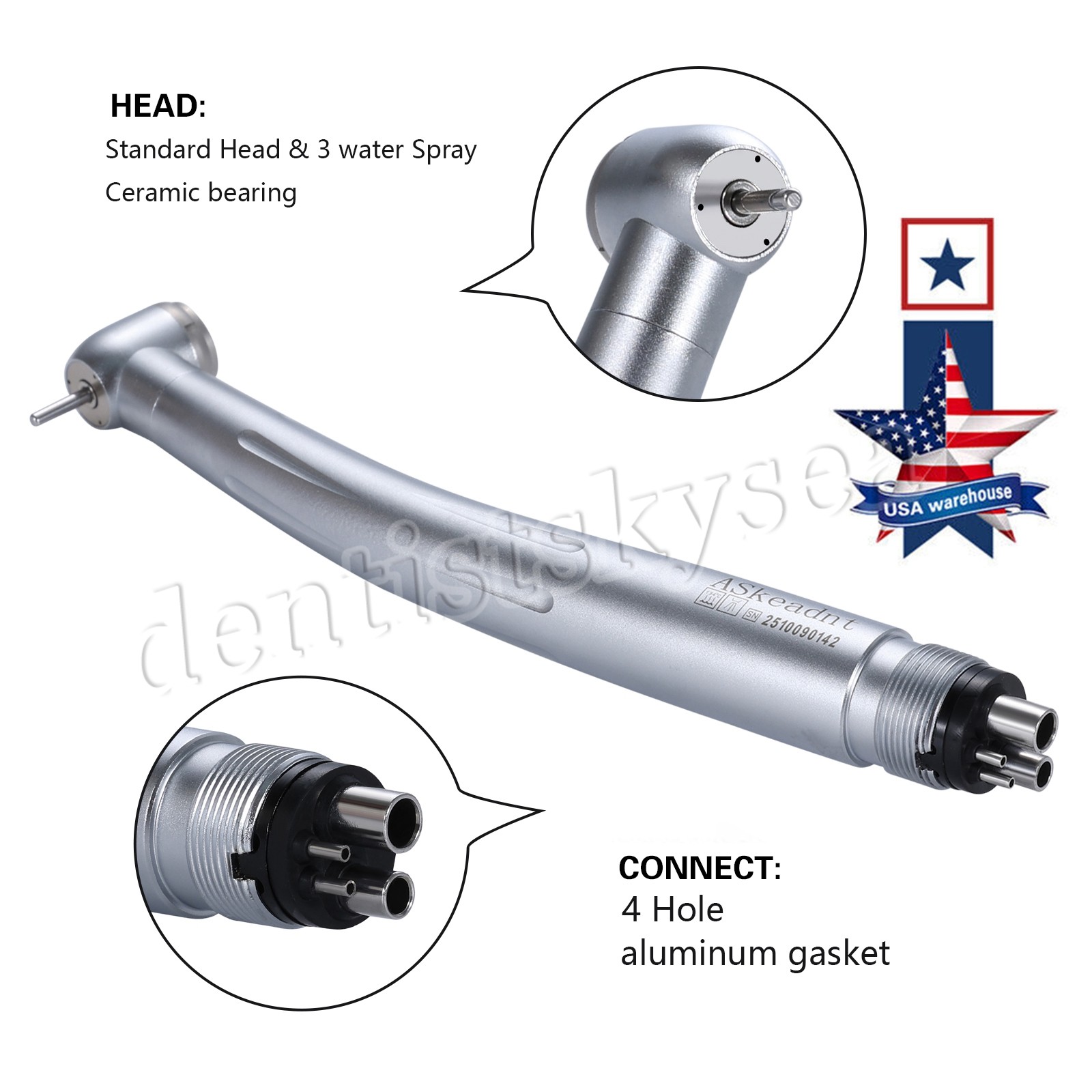 Pieza de mano de alta velocidad de turbina dental estilo NSK 4 agujeros Y1BA2
