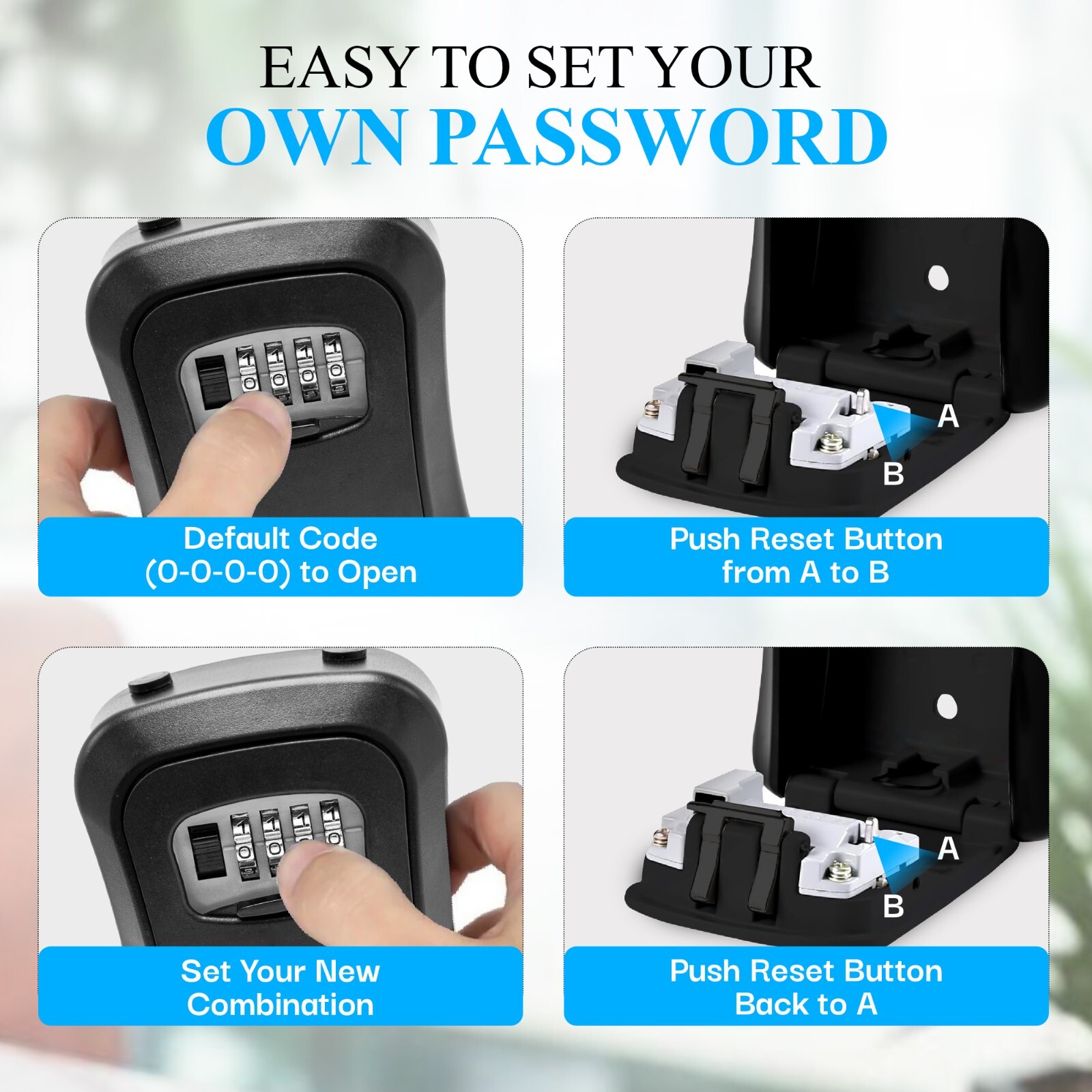 Key Lock Box for Outside-Combination Lockbox for House Key-Portable/Wall Mounted