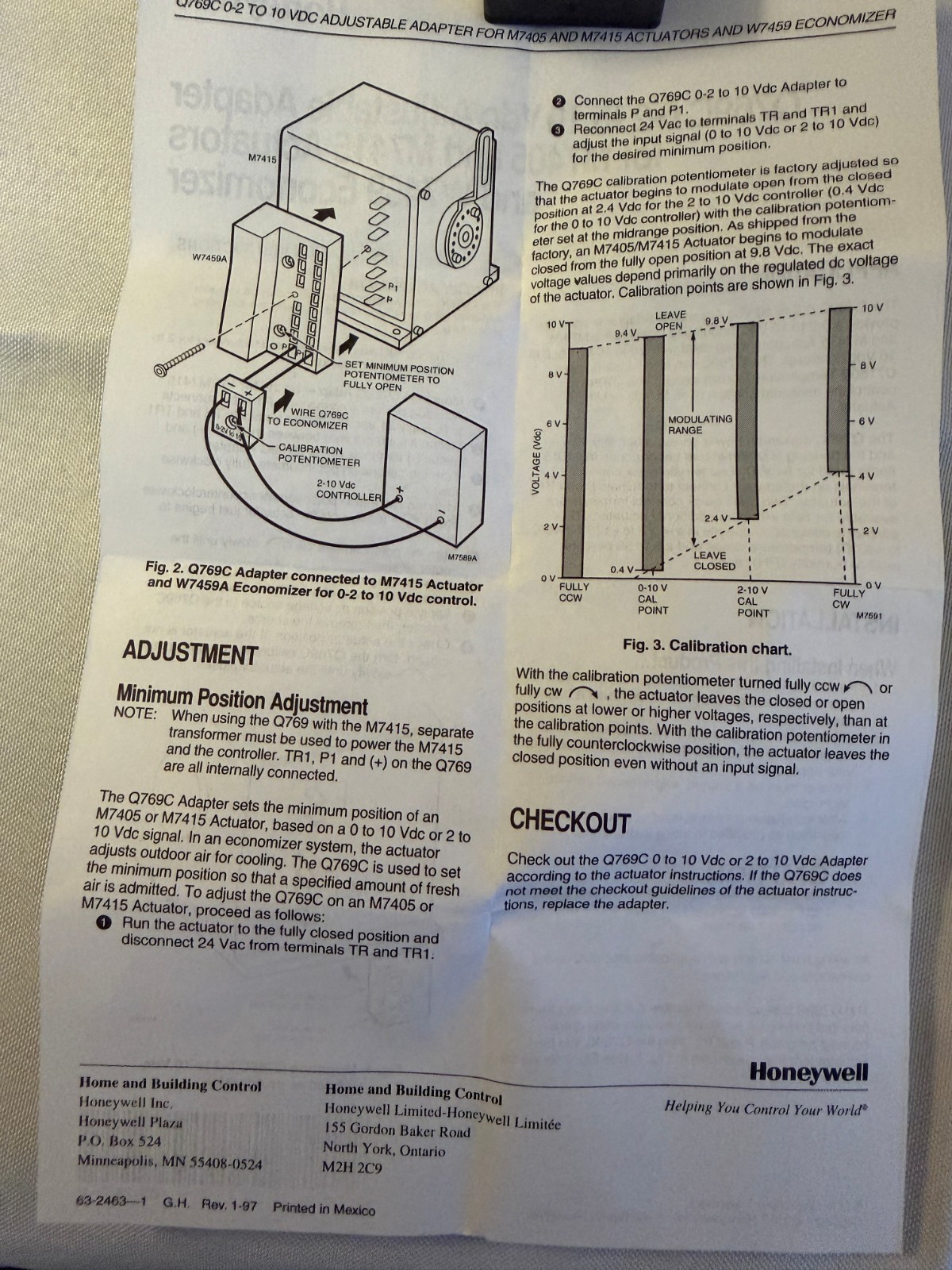Honeywell Q769C1007 0-2 To 10 VDC Adjustable Signal Adapter