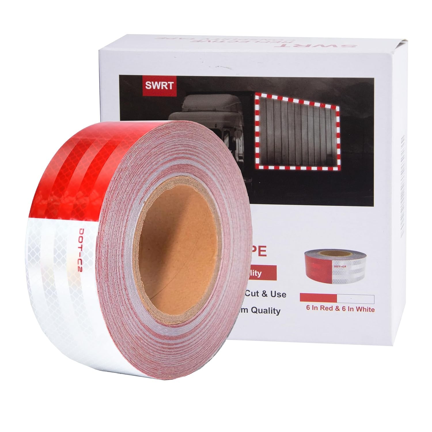 DOT-C2 Reflective Tape 2 Inch x 30 Feet Red White Reflective Tape Outdoor Waterp