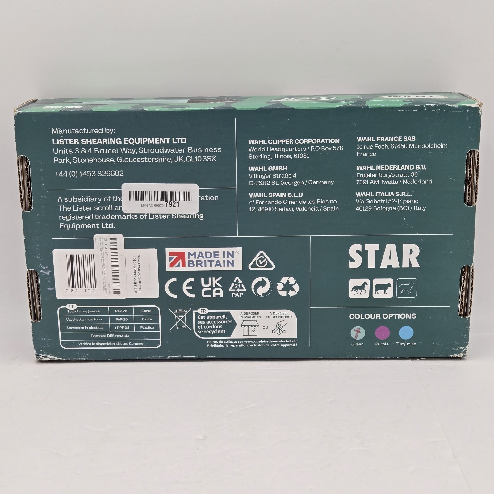 Lister Star Large Animal Clipper for Livestock Green NEW