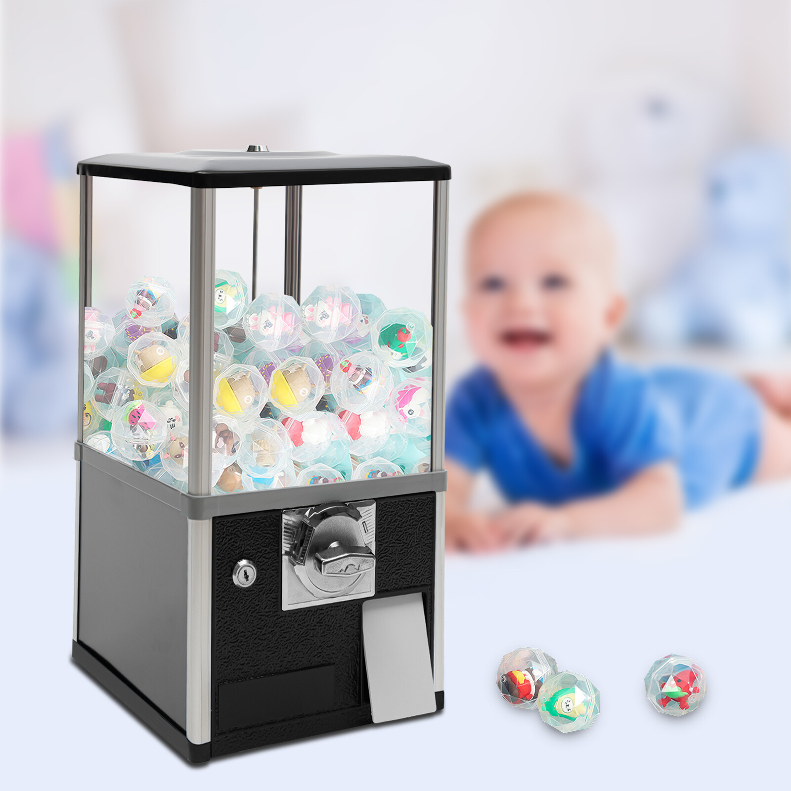 Freestanding 45-50mm Capsule Toys Vending Machine 2*25Cents Coin Gumball Machine
