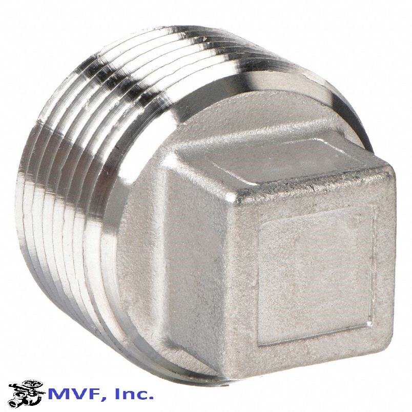 3/8″ 150 Threaded (NPT) Square Head Plug 304 Stainless Steel SS150341304