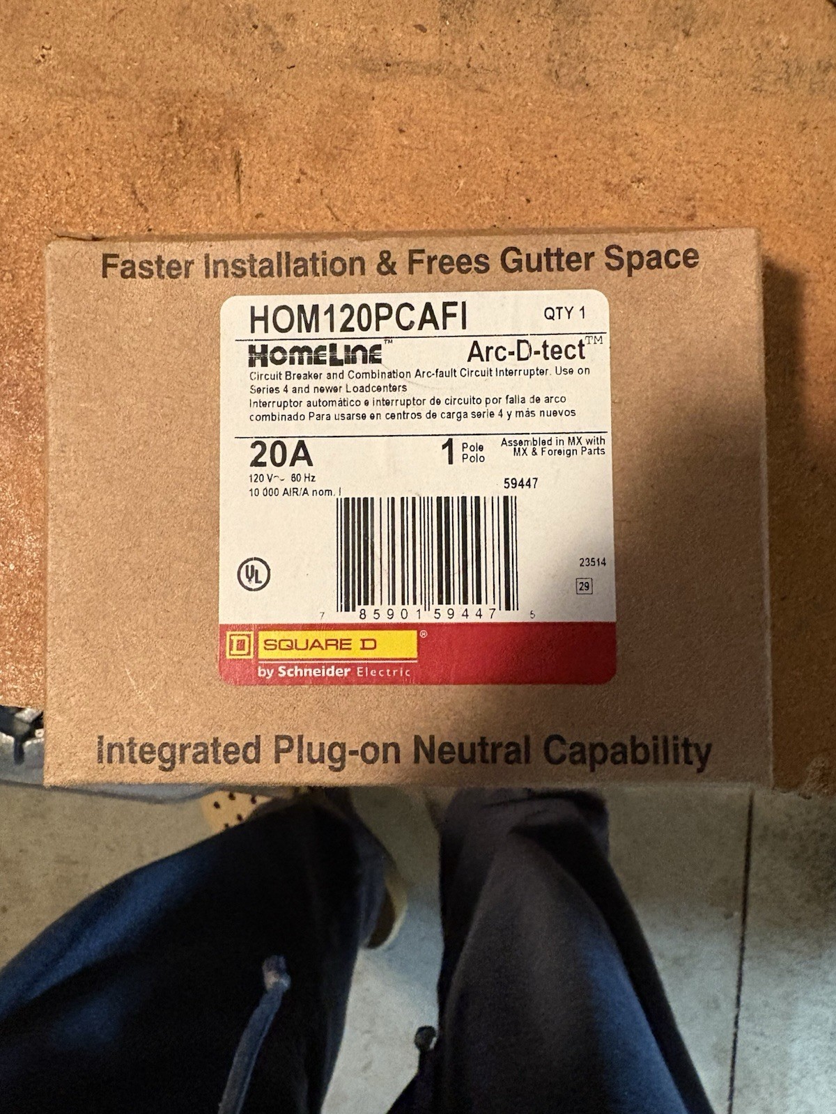 Square D Homeline 1 Pole 20A 120VAC Mini Circuit Breaker – HOM120PCAFI