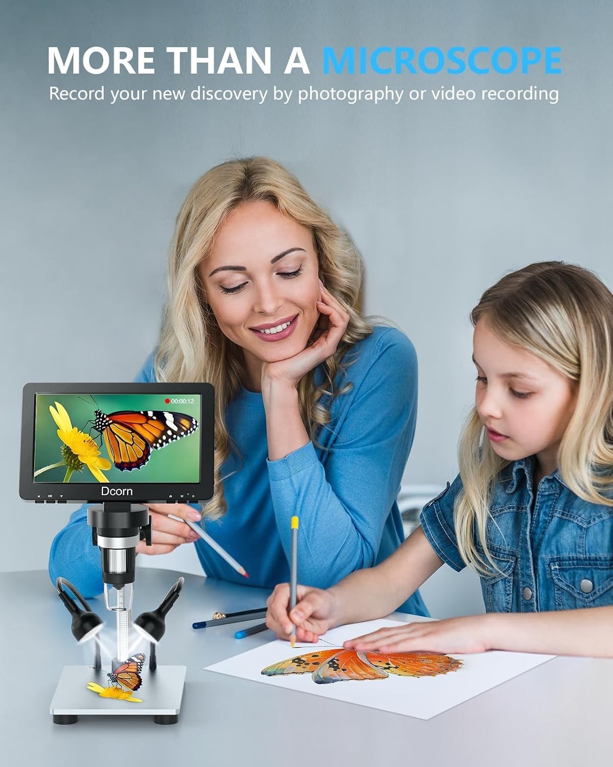 7” Digital Microscope 1200X, 12MP 1080P Photo/Video Microscope for Adults So…