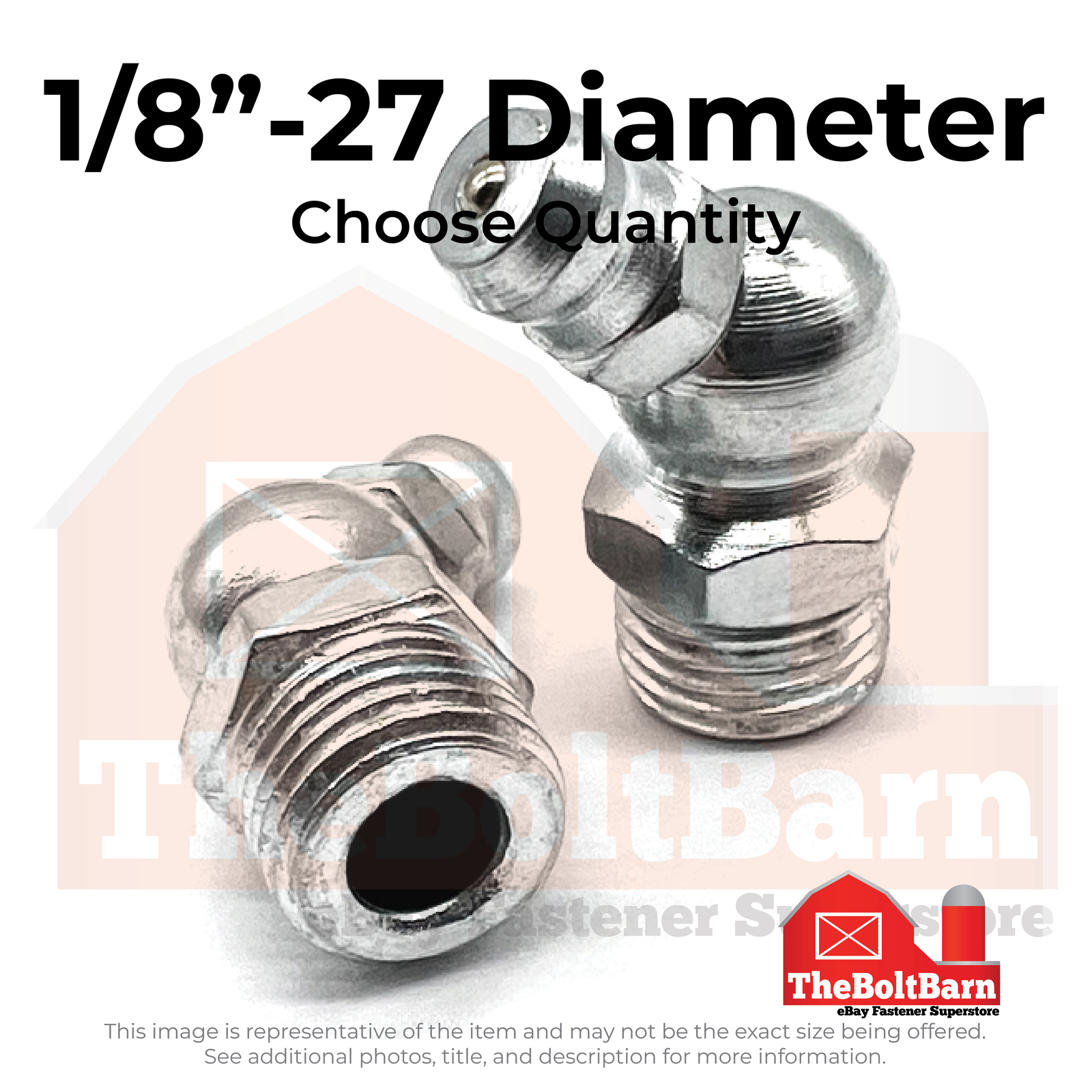 1/8″-27 Zerks Grease Fitting 45 Degree Steel Zinc (Choose Quantity)