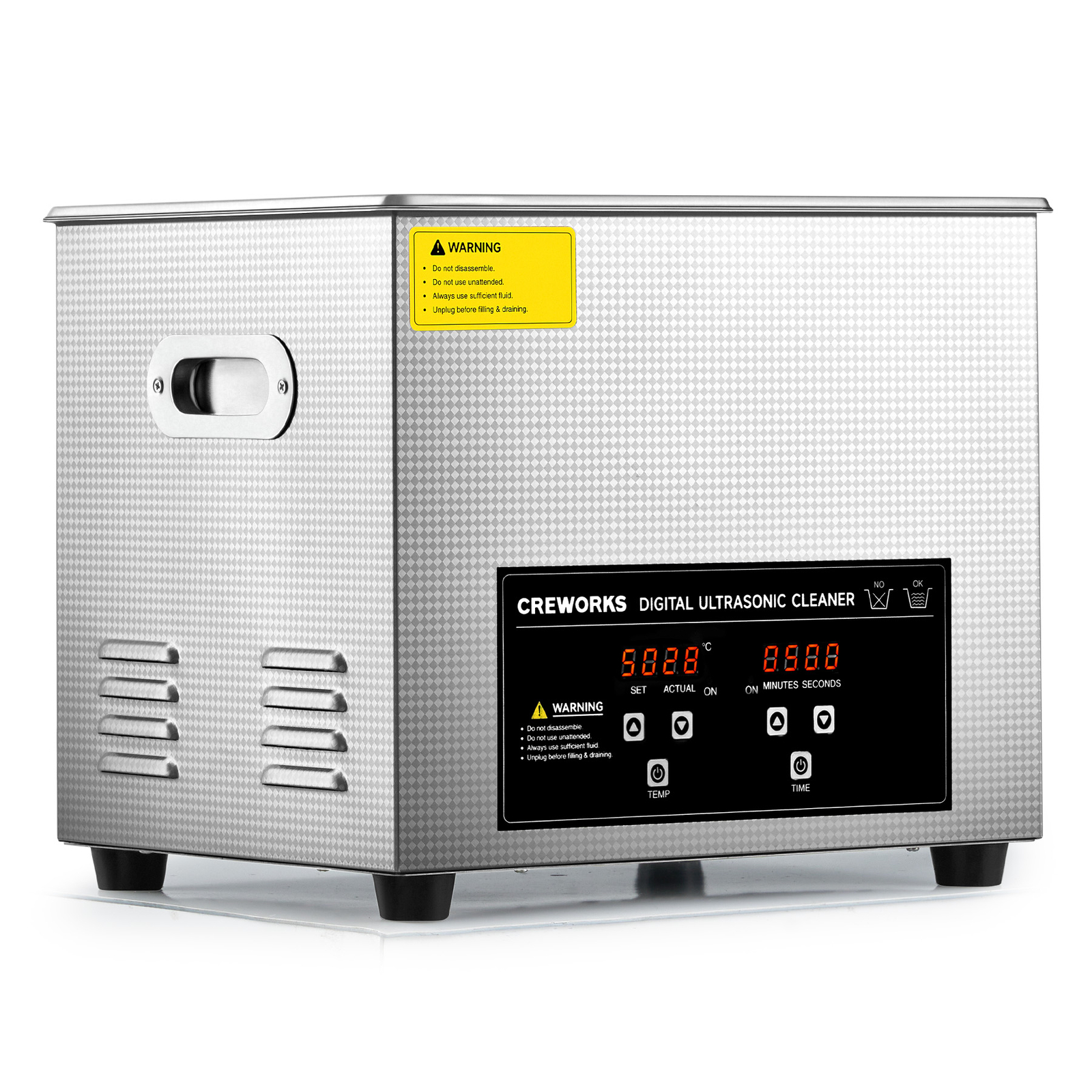 CREWORKS Stainless Steel 10L Ultrasonic Cleaner w/ Timer for Jewelry Dentures
