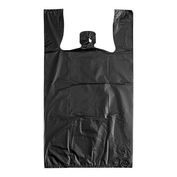 Heavy Duty Black Plastic T-Shirt Bags 1/6 Size .87Mil Grocery Bulk 11.5×6.25×21″