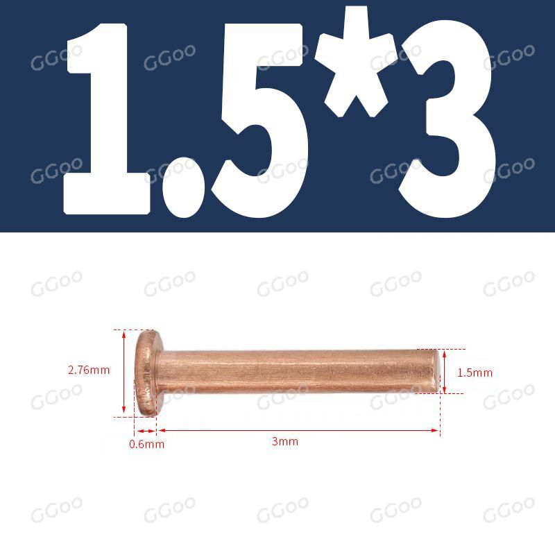 Solid Copper Flat Head Rivets – 1/16″ 5/64″ 3/32″ 1/8″ 5/32″ 3/16″ 1/4″ 1/3″