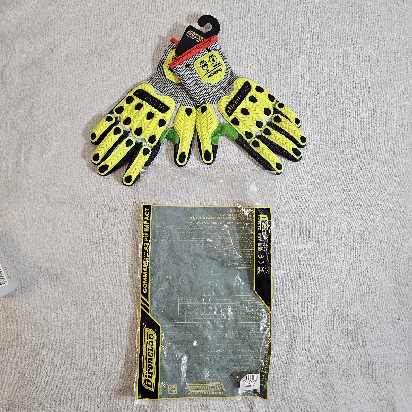 NEW Ironclad (KC12PU) Cat 2 PUN 4 EN388A2 Impact Resistant Knit Safety Gloves XS