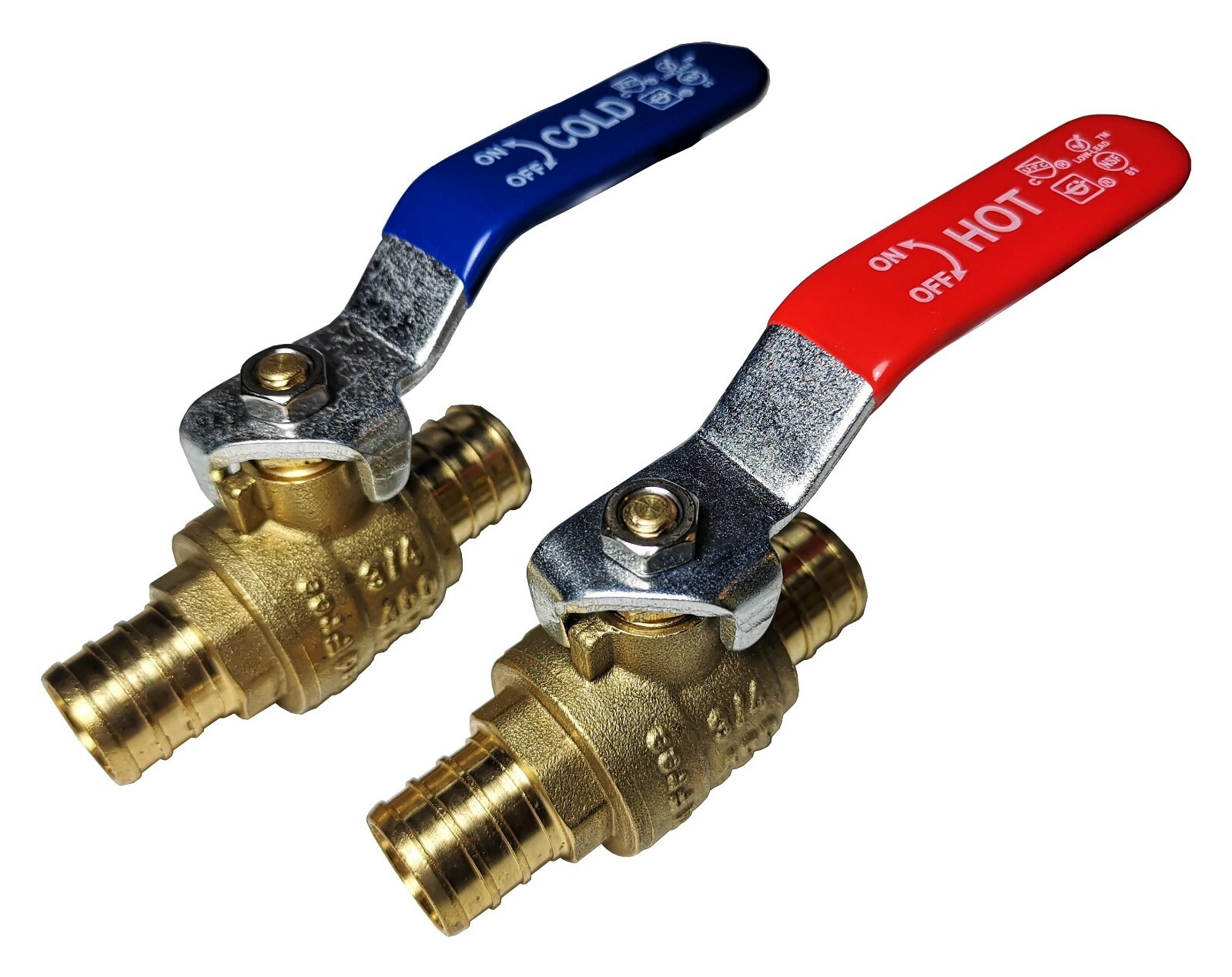 2 PIECES 3/4″ PEX SHUT OFF BALL VALVE, FULL PORT, LEAD FREE BRASS, HOT AND COLD