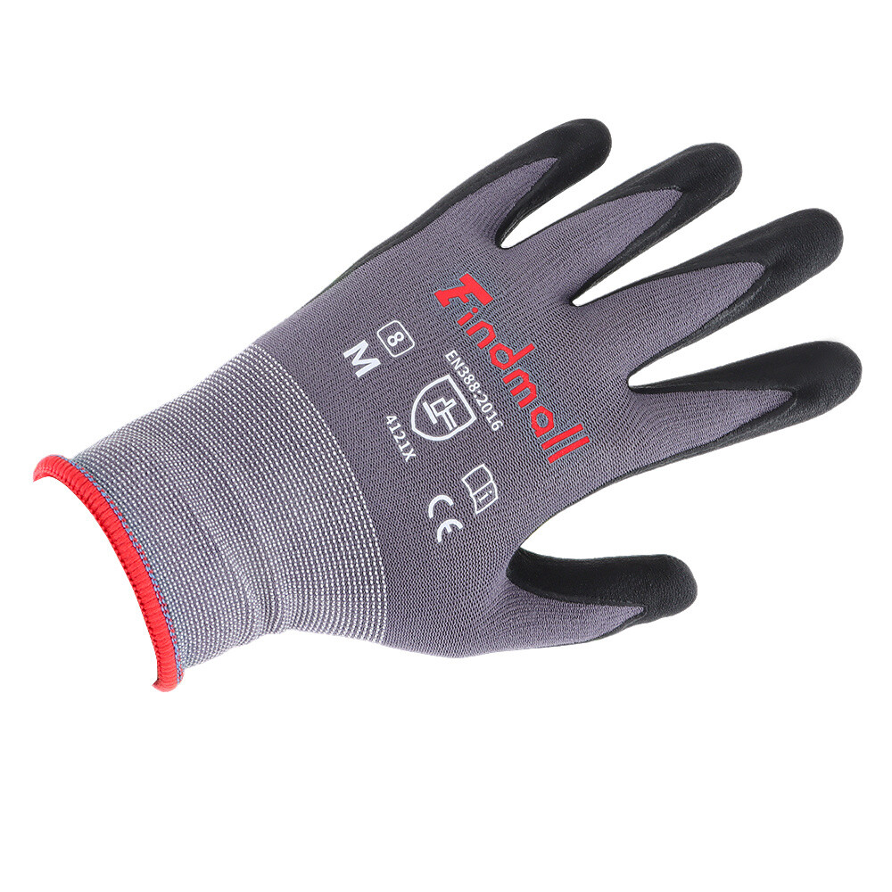Safety Work Gloves MicroFoam Nitrile Coated Foam Gloves M-Size/12 Pairs