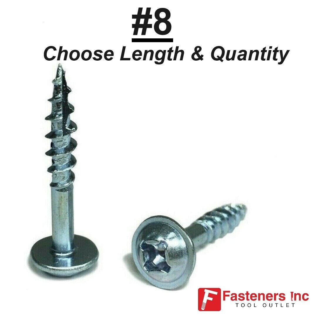 Kreg #8 Zinc Coarse Thread Pocket Hole Screws Phil / Square Combo (Pick Size&Qty