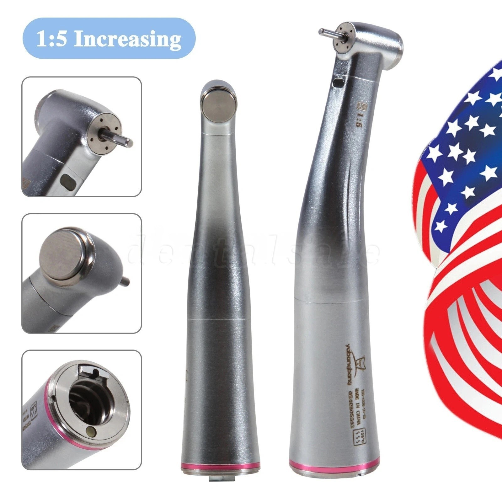NSK Style Ti-Max X95L 1:5 Electric Attachment Handpiece Red Ring LED Fiber Optic