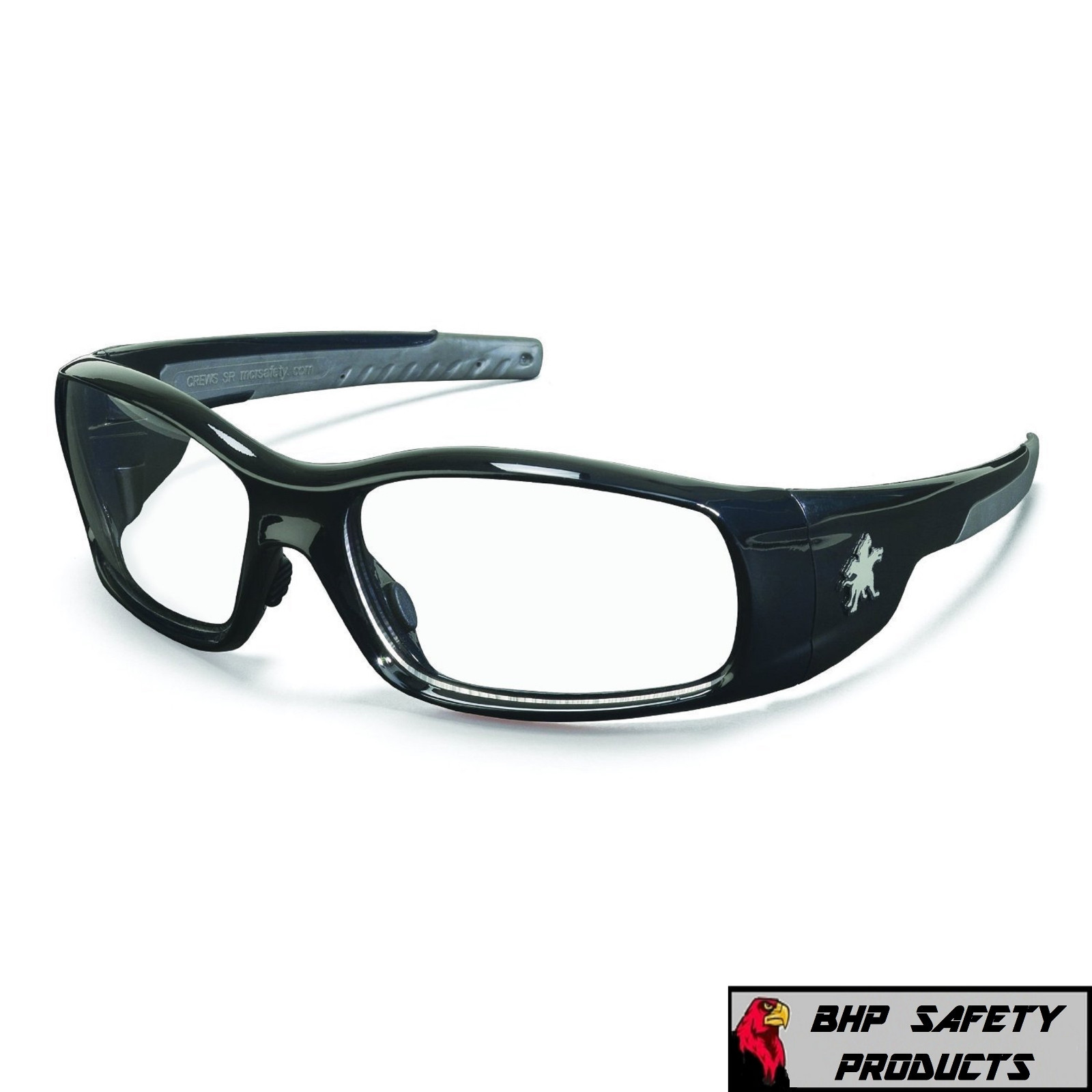 SAFETY GLASSES MCR CREWS SWAGGER SR110 BLACK FRAME/CLEAR LENS WORK SPORT EYEWEAR