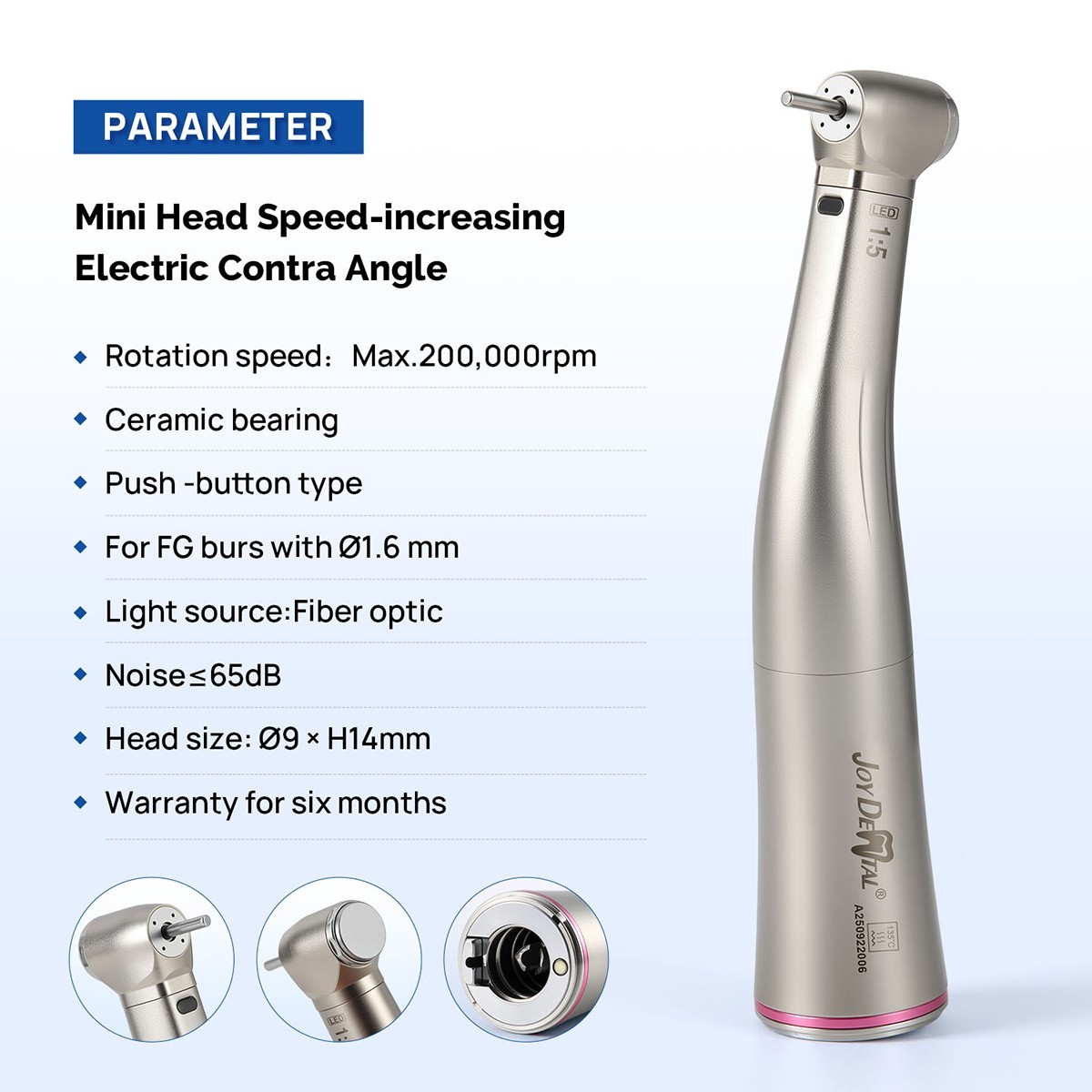 USA Dental 1:5 Increasing Electric LED Contra Angle Handpiece Mini Head 4 Spray