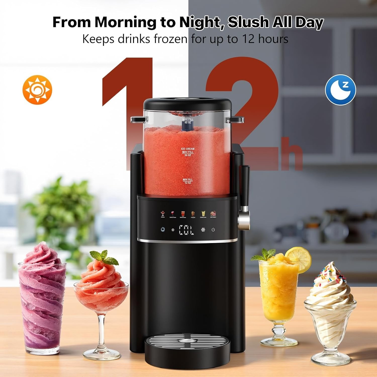Professional Slush Maker for Home – 15 Min Prep, Self-Cleaning, Recipe Included