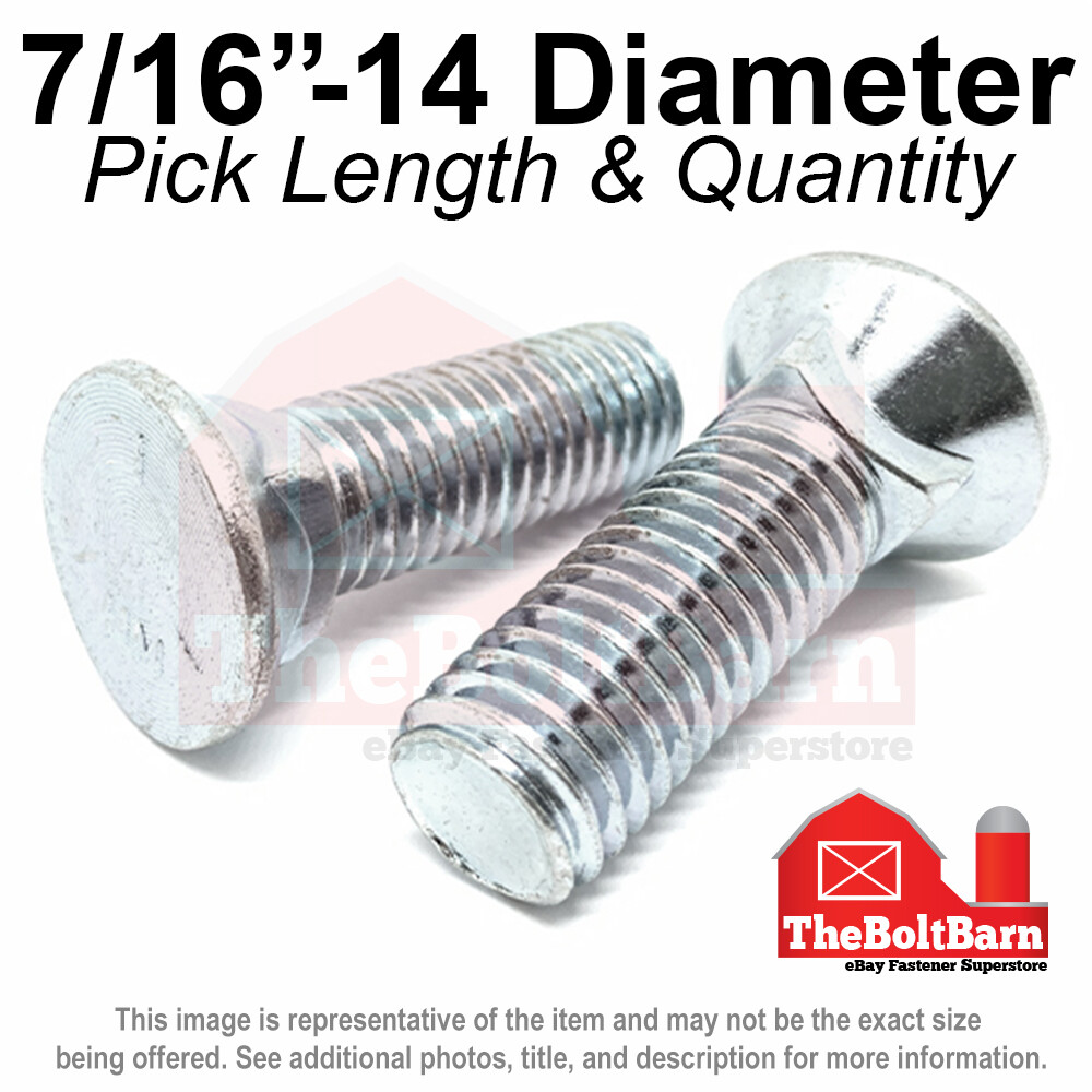 7/16″-14 #3 Flat Round Head Grade 5 Plow Bolts Zinc COARSE (Pick Length & Qty)