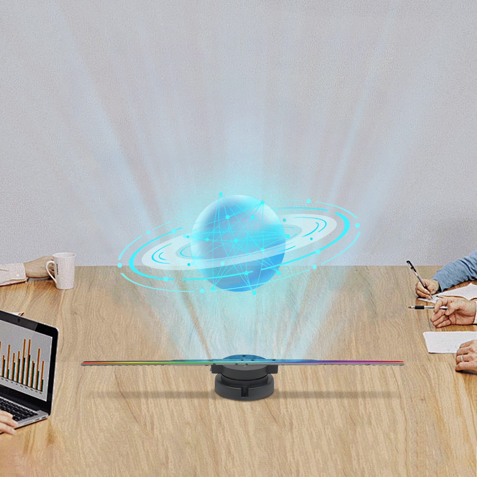 3D Holographic Fan Hologram Fan Projector LED Light RGB Sign Bar +Control