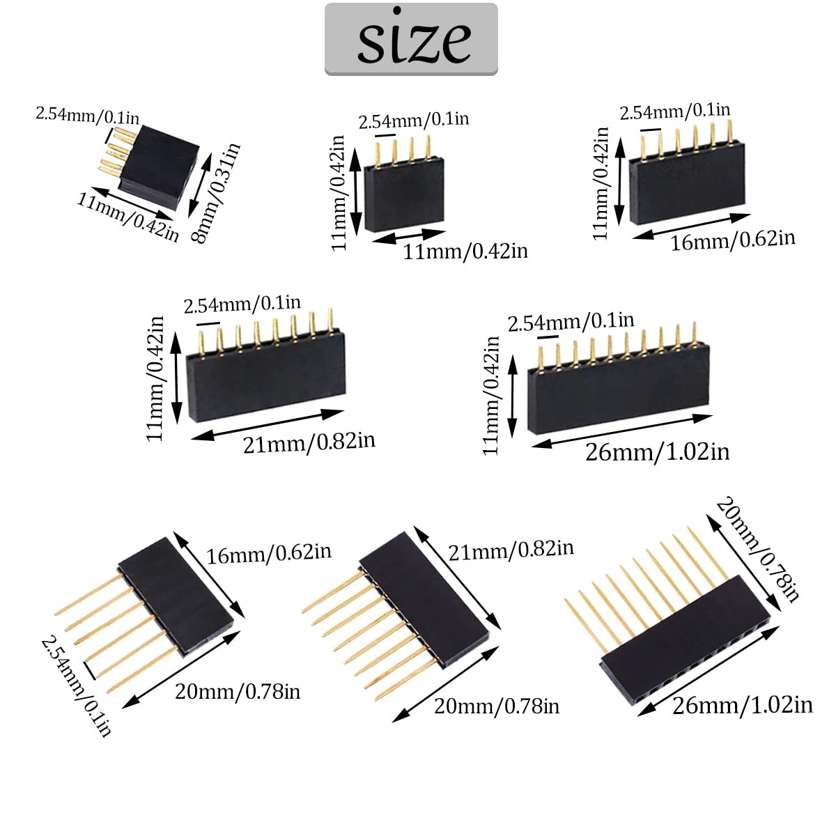 Ruibapa 78 PCS 2.54mm Male and Female Pin Connector Assortment Kit Includes 9…