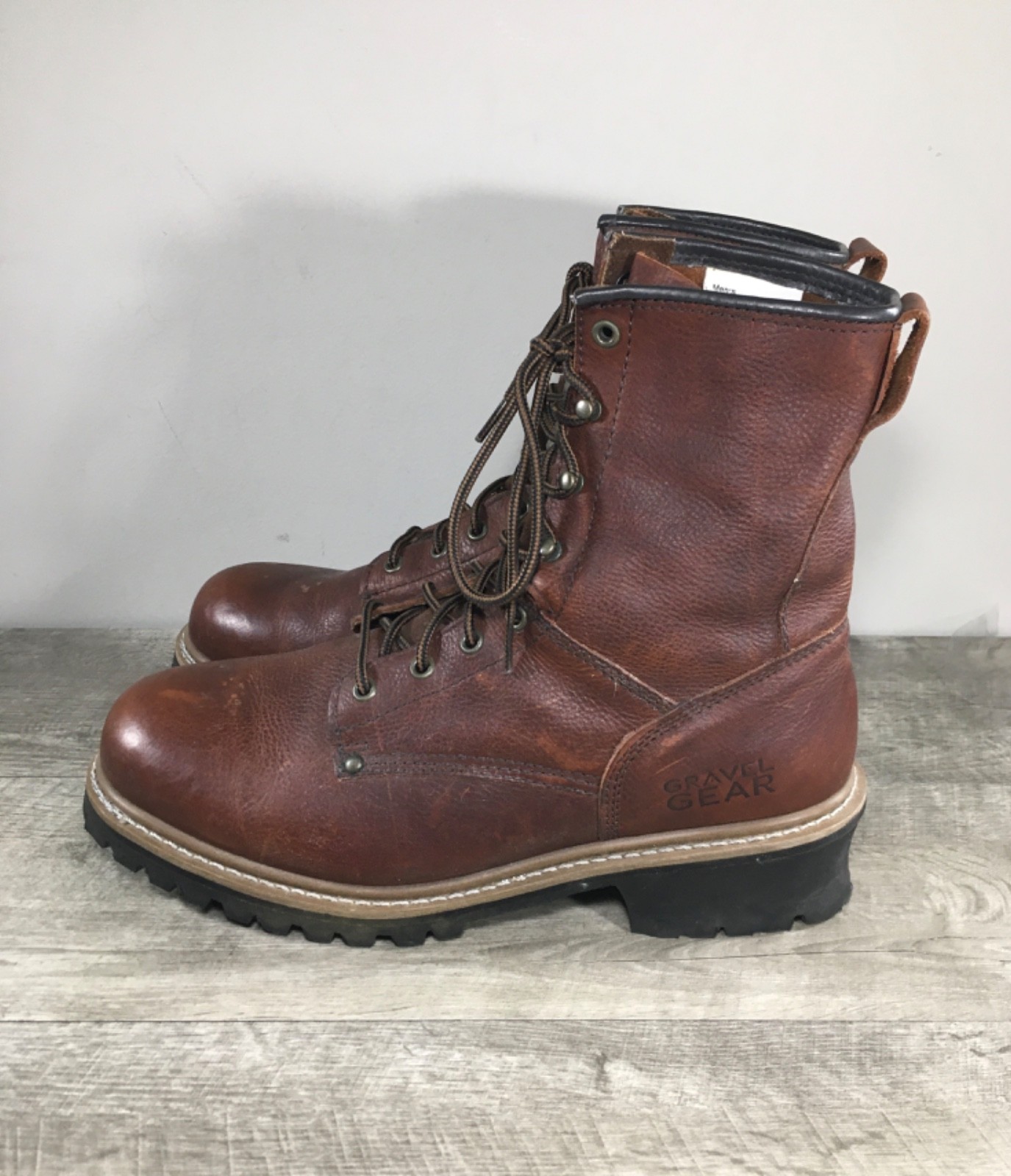 Gravel Gear Logger Soft Toe Brown Leather Work Workwear Mens Boots Size 11.5 D