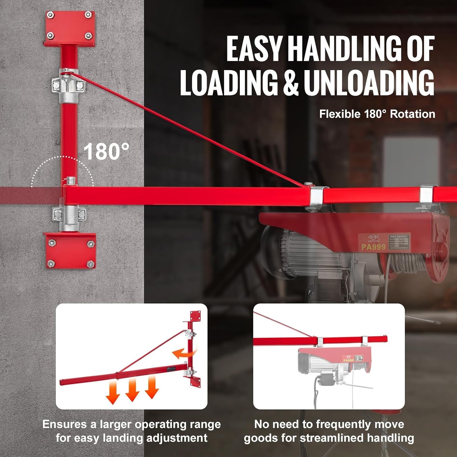 Versatile Wall-Mounted Hoist Crane, 660 lbs Capacity, Easy Installation