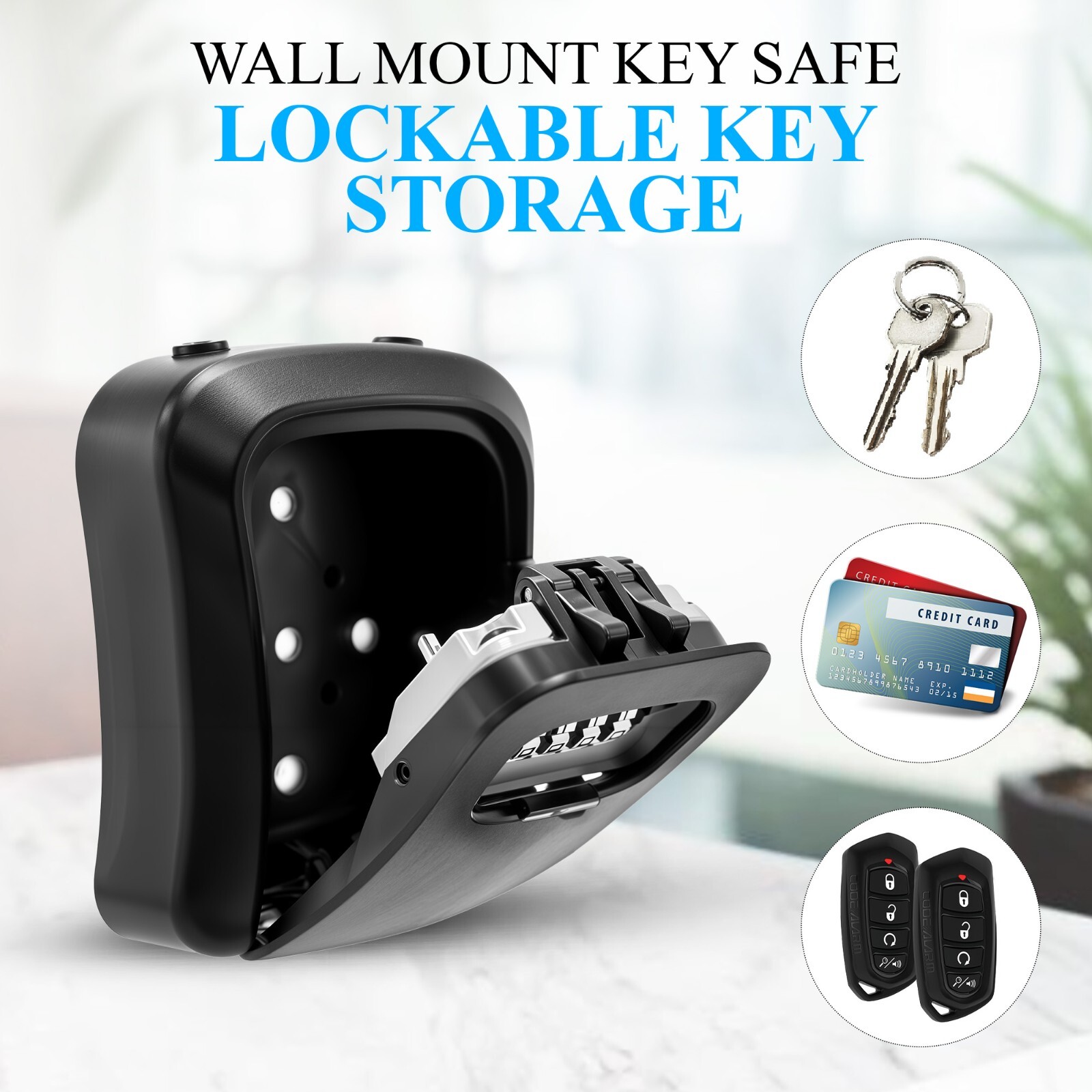 Key Lock Box for Outside-Combination Lockbox for House Key-Portable/Wall Mounted