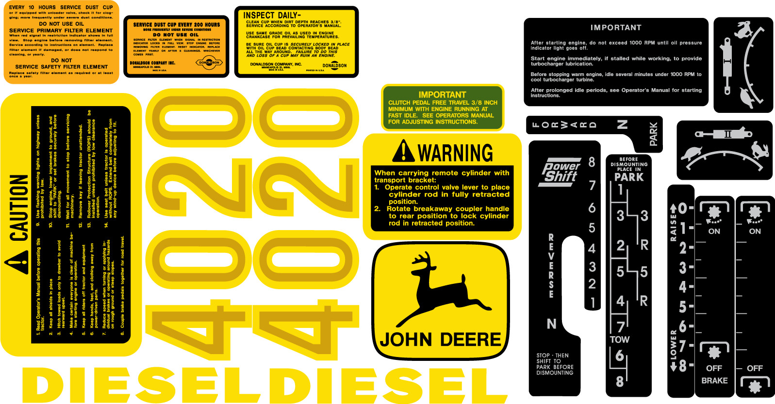 4020 John Deere Complete Decal Set