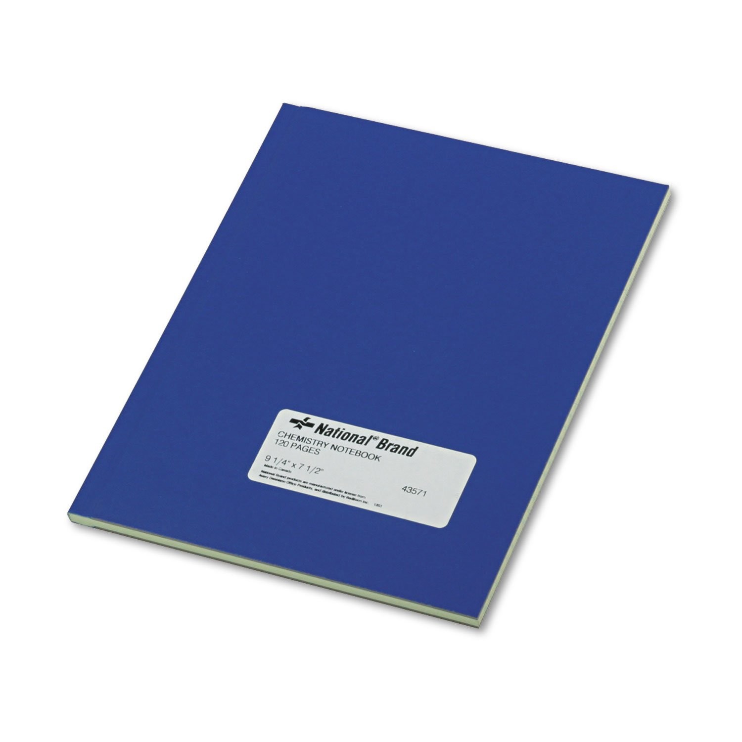 Blue Blank Record Book 9.25×7.5 Numbered Pages Stiff Cover Eye Ease Green Paper