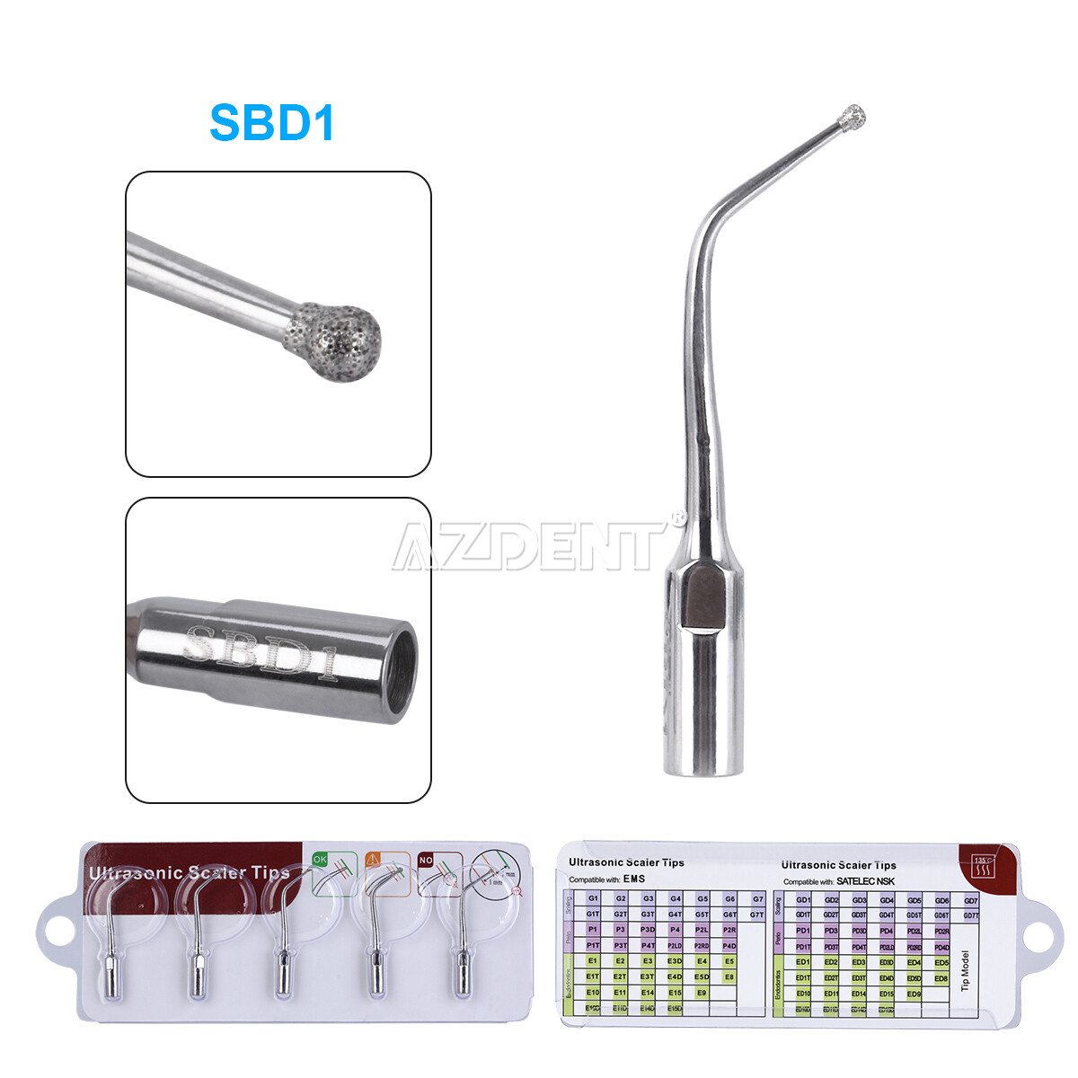 19 Type Dental Ultrasonic Scaler Scaling Endo Perio Tips Fit for NSK SATELEC DTE