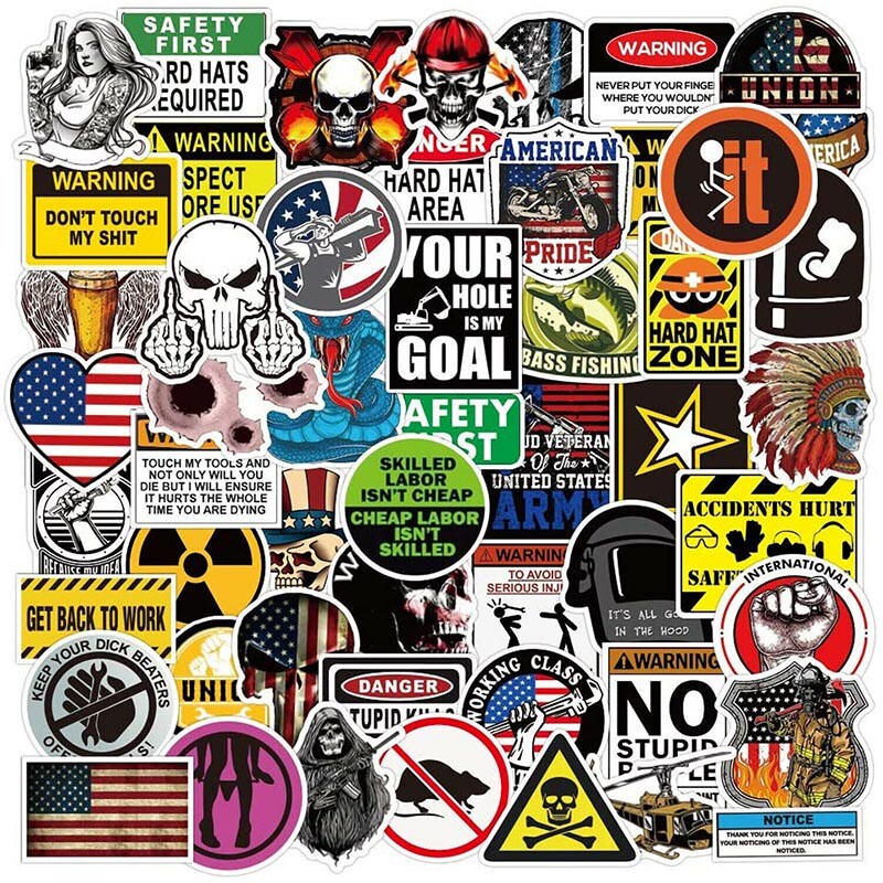 100 Pack Hard Hat Stickers Funny Tool Box Decals Helmet Welding Construction Lot