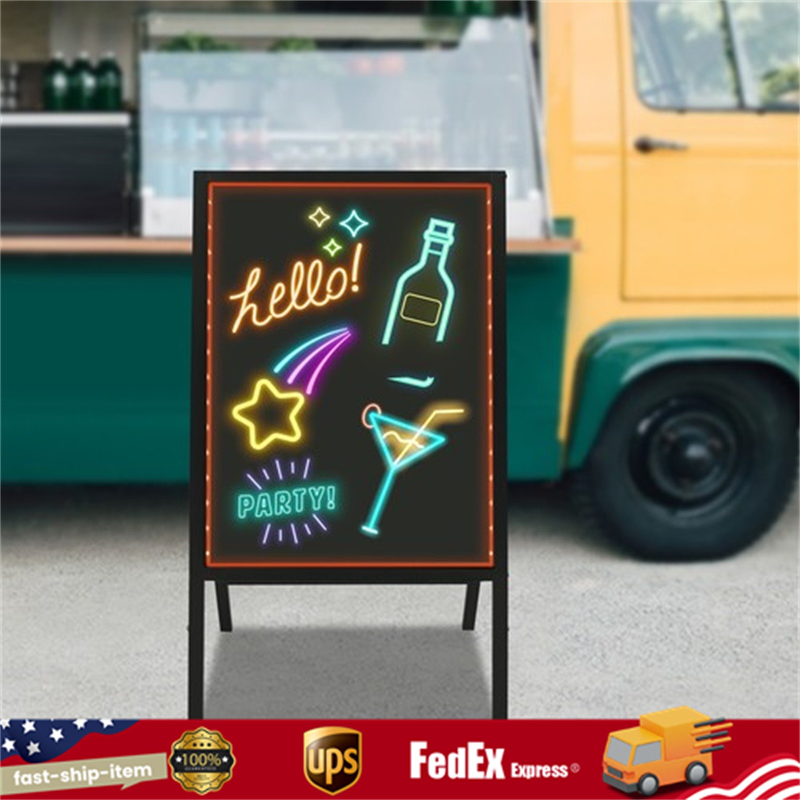 LED Message Writing Board,50*70cm Illuminated Erasable Menu Board Sign 7 colors
