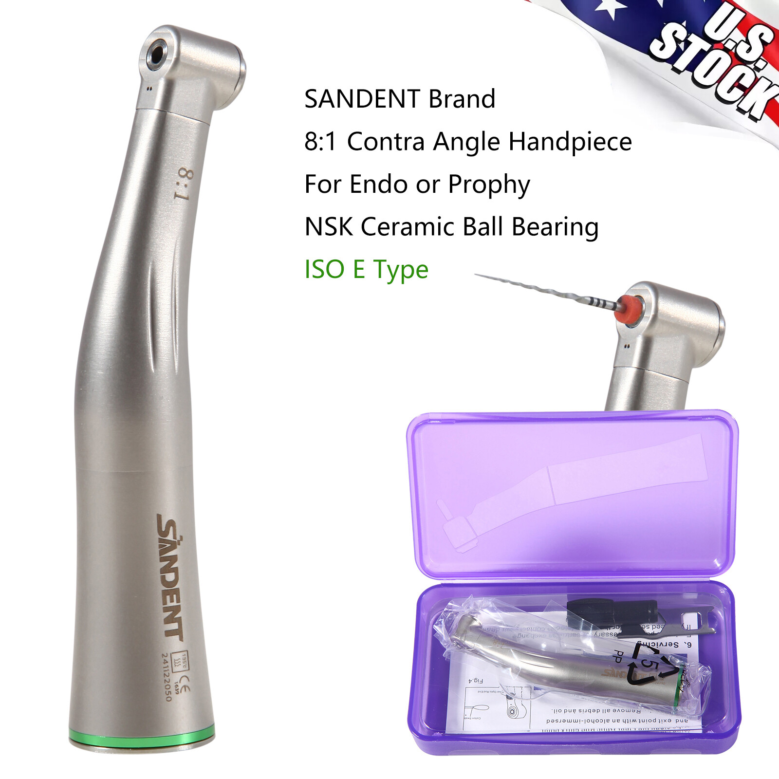 SANDENT Dental 8:1 Endodontic Handpiece Contra Angle Kavo NSK SybronEndo Mini ET